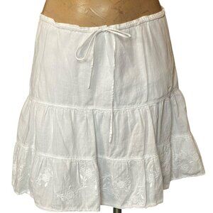 Abercrombie & Fitch White Cotton Skirt S Embroidered Beach Peasant #127P